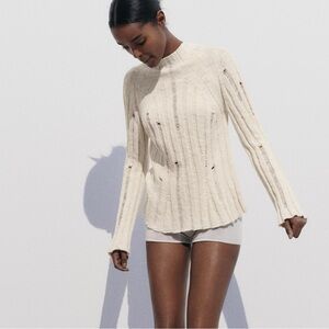 Zara ribbed knit sweater with rips